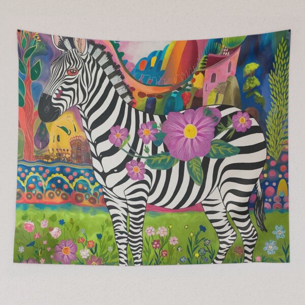 Item preview, Multicoloured Floral Zebra designed and sold by whitecat23.