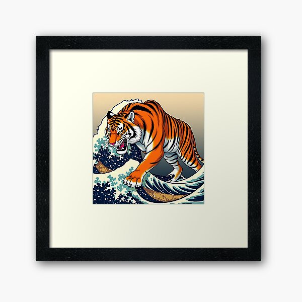 Aperçu de l'œuvre Le tigre chevauchant les vagues créée et vendue par MiW deigns.