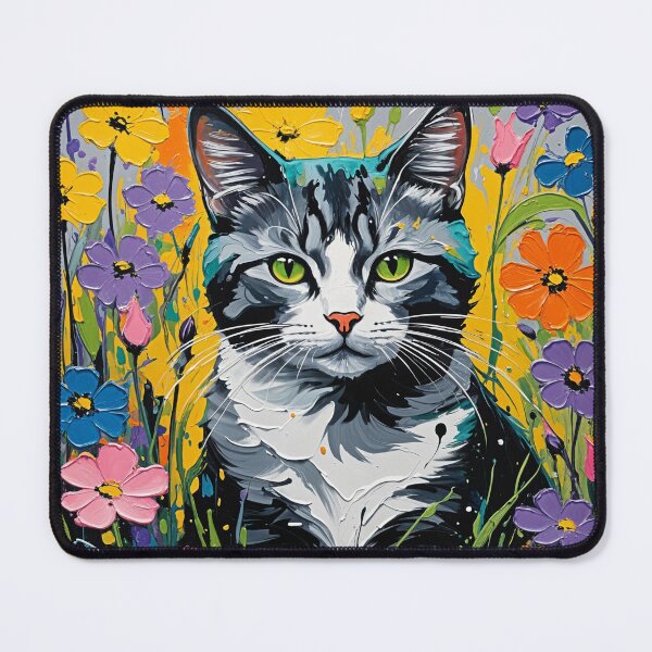 Item preview, Expressive Fantasy Cat Portrait in Bold Colors 4K Wallpaper Painting designed and sold by Keirnyx.