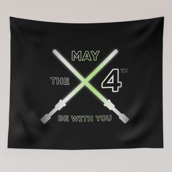 Item preview, May the 4th Be With You, Agender pride flag graphic, Lightsaber Rainbow colors and text graphic, May the Fourth, Space,  designed and sold by PrideBeProud.
