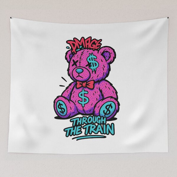 Item preview, Graffiti Money Bear – Sad Rich Plush Art – DMAGE Through the Train Design designed and sold by VIBE CRAFT STUDIO.