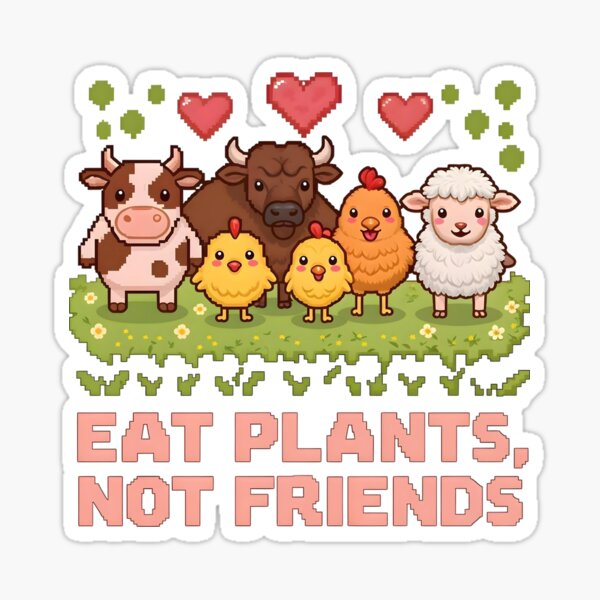 Artikel-Vorschau von Niedliches veganes Pixel-Art-Design – Iss Pflanzen, nicht Freunde, designt und verkauft von YNAMREG.