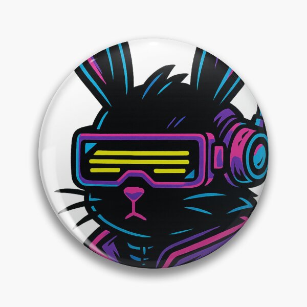 Item preview, Cyberpunk Bunny – Neon Futuristic Rabbit with Visor – Synthwave Tech Animal designed and sold by VIBE CRAFT STUDIO.