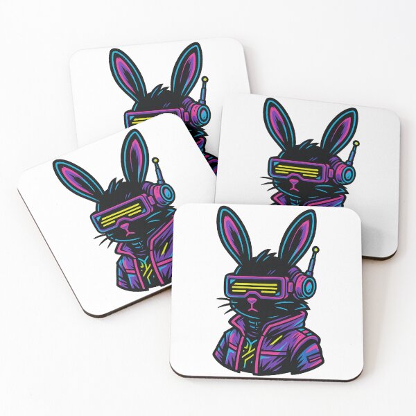 Item preview, Cyberpunk Bunny – Neon Futuristic Rabbit with Visor – Synthwave Tech Animal designed and sold by VIBE CRAFT STUDIO.