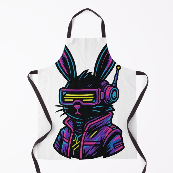 Item preview, Cyberpunk Bunny – Neon Futuristic Rabbit with Visor – Synthwave Tech Animal designed and sold by VIBE CRAFT STUDIO.
