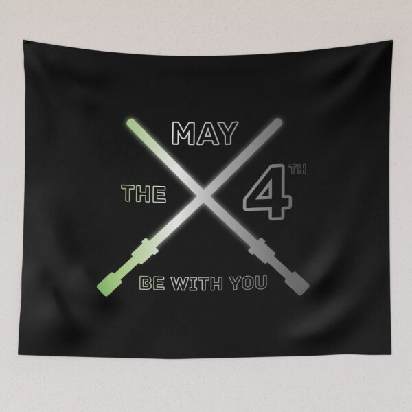 Item preview, May the 4th Be With You, Aromantic pride flag graphic, Lightsaber Rainbow colors and text graphic, May the Fourth, Space,  designed and sold by PrideBeProud.