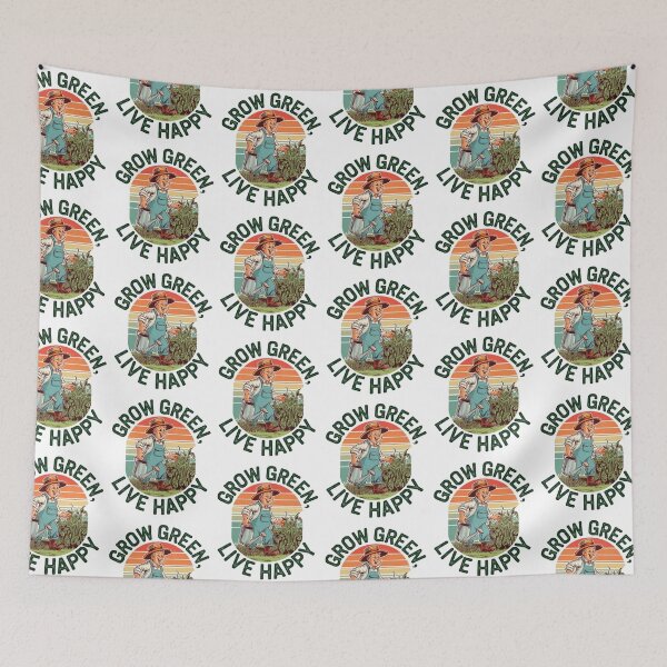 Item preview, Grow Green Live Happy Vintage Gardening Vibes designed and sold by Taans-Creation.