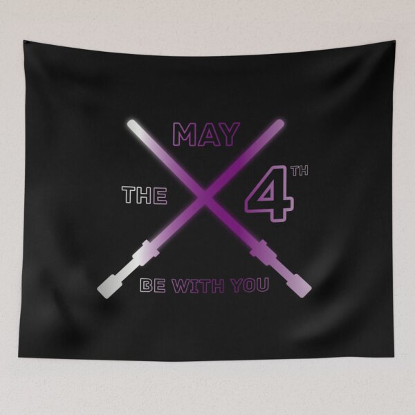 Item preview, May the 4th Be With You, Demisexual pride flag graphic, Lightsaber Rainbow colors and text graphic, May the Fourth, Space,  designed and sold by PrideBeProud.