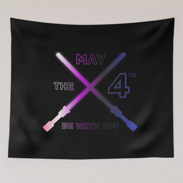 Item preview, May the 4th Be With You, Genderfluid pride flag graphic, Lightsaber Rainbow colors and text graphic, May the Fourth, Space,  designed and sold by PrideBeProud.