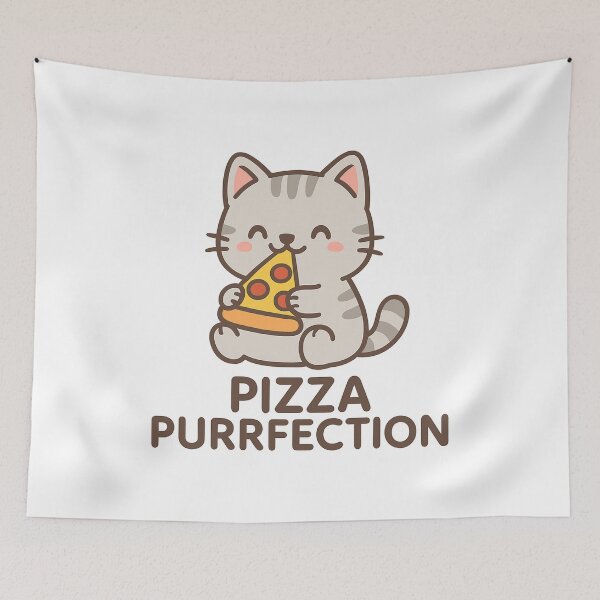 Item preview, Pizza Purrfection – Cute Cat with Pizza Slice Funny Pun Design designed and sold by 32BlackRoses.