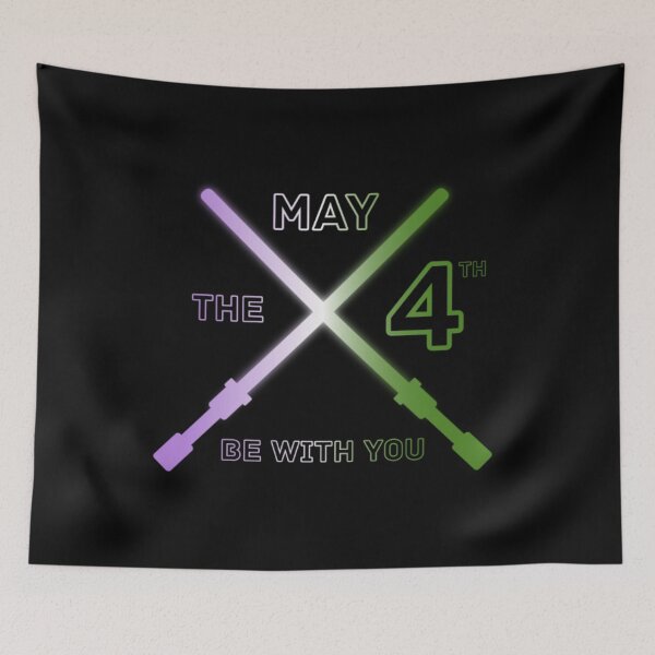 Item preview, May the 4th Be With You, Genderqueer pride flag graphic, Lightsaber Rainbow colors and text graphic, May the Fourth, Space,  designed and sold by PrideBeProud.