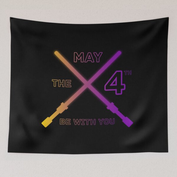Item preview, May the 4th Be With You, Intersex pride flag graphic, Lightsaber Rainbow colors and text graphic, May the Fourth, Space,  designed and sold by PrideBeProud.