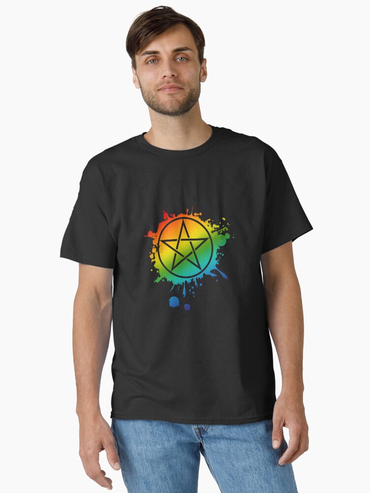 Thumbnail 2 of 7, Classic T-Shirt, Rainbow Pentacle designed and sold by hjalte81.