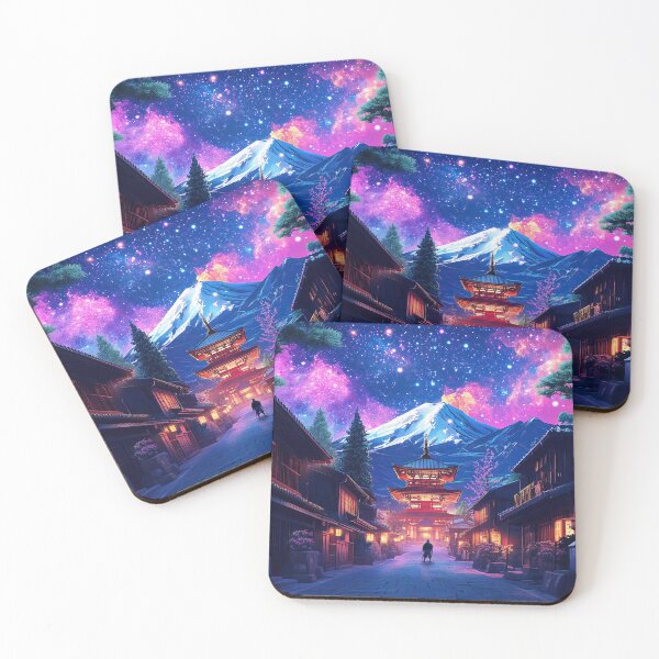 Item preview, Japanese Anime Temple at night with Samurai fantasy art designed and sold by TheArtistOf2022.