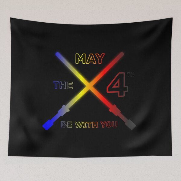 Item preview, May the 4th Be With You, Polyamory pride flag graphic, Lightsaber Rainbow colors and text graphic, May the Fourth, Space,  designed and sold by PrideBeProud.