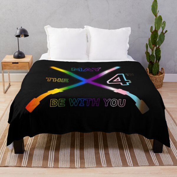 Item preview, May the 4th Be With You, Progress pride flag graphic, Lightsaber Rainbow colors and text graphic, May the Fourth, Space, designed and sold by PrideBeProud.