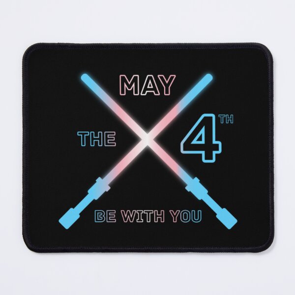 Item preview, May the 4th Be With You, Transexual pride flag graphic, Lightsaber Rainbow colors and text graphic, May the Fourth, Space, designed and sold by PrideBeProud.