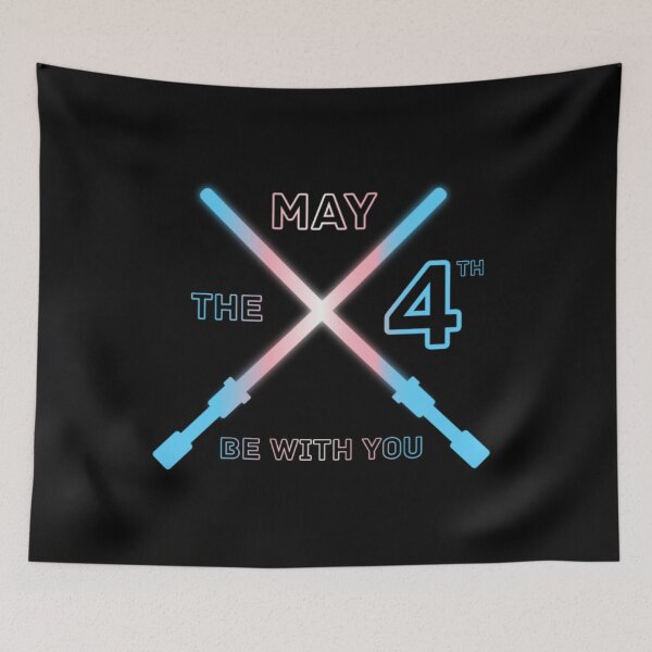 Item preview, May the 4th Be With You, Transexual pride flag graphic, Lightsaber Rainbow colors and text graphic, May the Fourth, Space,  designed and sold by PrideBeProud.