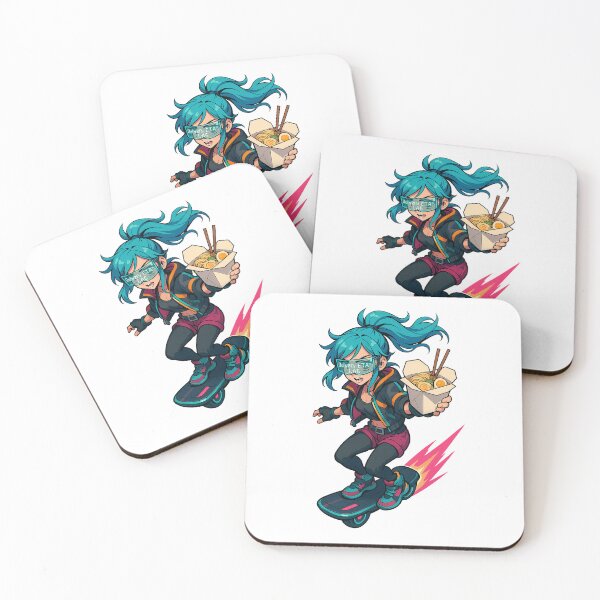 Item preview, Cyber Delivery Girl on Hoverboard – Futuristic Urban Art designed and sold by Rushurban.