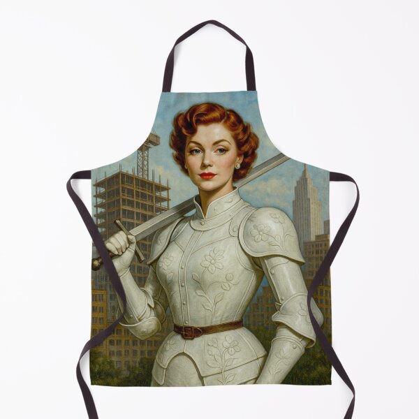 Item preview, Vintage 1950s Armored Lady - Retro Warrior Queen — 1950s Elegance in White Armor designed and sold by DibujandoPorfa.
