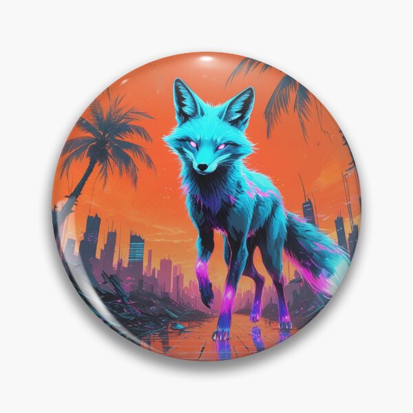 Item preview, Neon Fox Amidst Digital Ruins designed and sold by Blueangelgal.