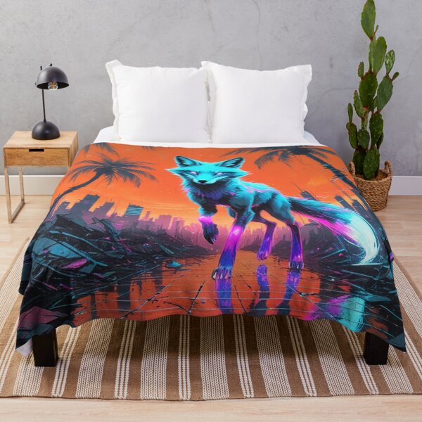 Item preview, Neon Fox Amidst Digital Ruins designed and sold by Blueangelgal.