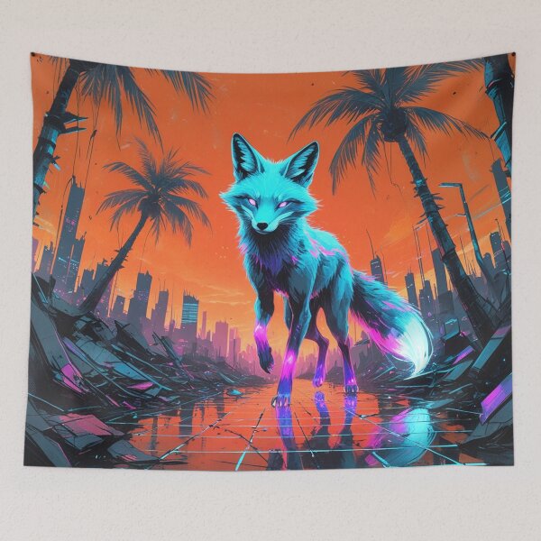 Item preview, Neon Fox Amidst Digital Ruins designed and sold by Blueangelgal.
