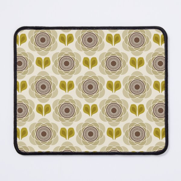Item preview, KF 0381 D - Vintage Retro 70s Floral Pattern in Green Brown designed and sold by KhakiFinch.