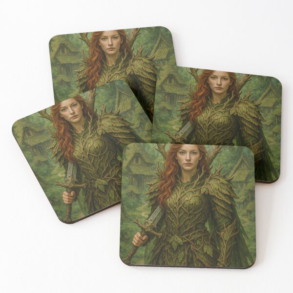 Item preview, Ancient Tree Armor Guardian — Red-Haired Forest Champion designed and sold by DibujandoPorfa.