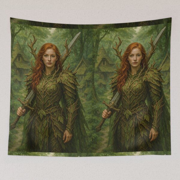 Item preview, Ancient Tree Armor Guardian—Red-Haired Forest Champion designed and sold by DibujandoPorfa.