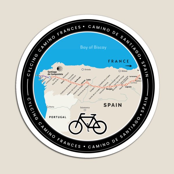 Artikel-Vorschau von Radfahren Camino de Santiago Frances - Karte Route Camino Frances, Hemd oder Aufkleber, designt und verkauft von designkb.
