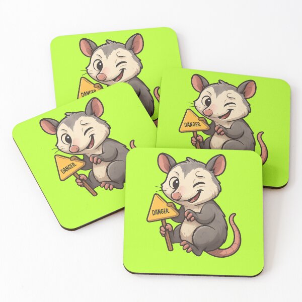 Item preview, Winking Opossum Holds Danger Sign Cute and Mischievous designed and sold by Analog-attire.