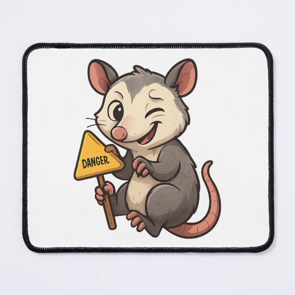 Item preview, Winking Opossum Holds Danger Sign Cute and Mischievous designed and sold by Analog-attire.
