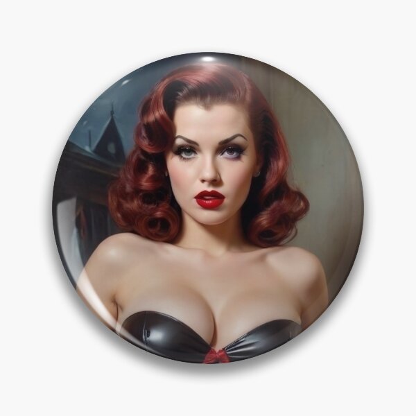Item preview, 1940's Vintage Leather Red Head Pin Up designed and sold by MissSaylor.
