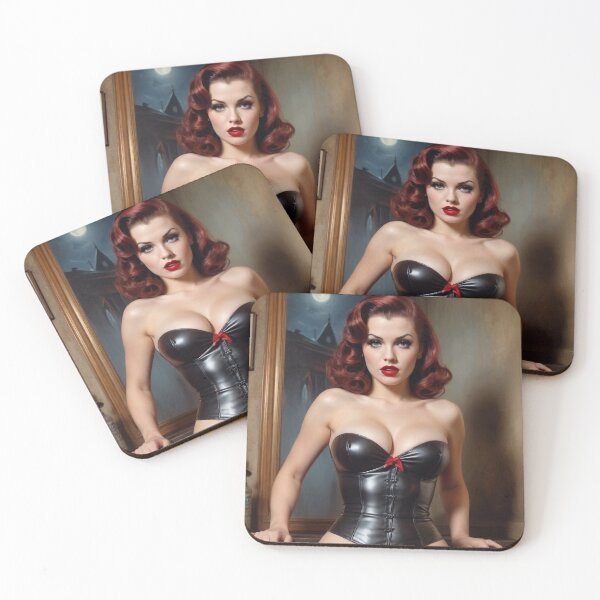Item preview, 1940's Vintage Leather Red Head Pin Up designed and sold by MissSaylor.