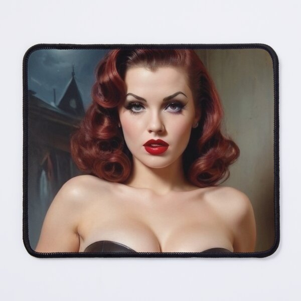 Item preview, 1940's Vintage Leather Red Head Pin Up designed and sold by MissSaylor.