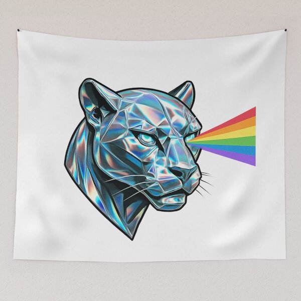 Item preview, Holographic Panther with Rainbow Beam – Futuristic Animal Art designed and sold by Rushurban.