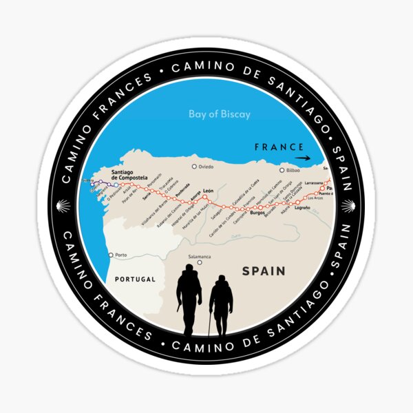 Artikel-Vorschau von Camino de Santiago – Karte Route Camino Frankreich, Hemd oder Aufkleber, designt und verkauft von designkb.