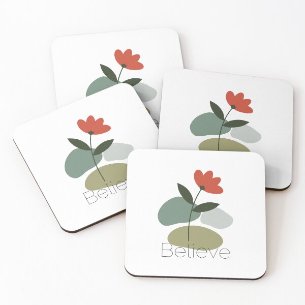 Item preview, Elegant minimalist floral print featuring the word “believe” designed and sold by JuKoArt.