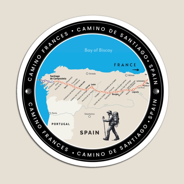 Artikel-Vorschau von Camino de Santiago – Karte Route Camino Frankreich, Hemd oder Aufkleber, designt und verkauft von designkb.