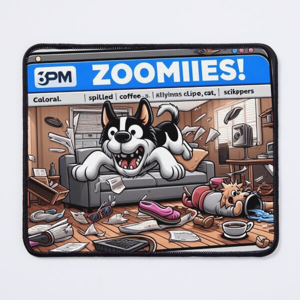 Item preview, 3PM Zoomies! Funny Work From Home Dog & Cat Chaos – Remote Work Life Sticker/Print designed and sold by Print-Muse.