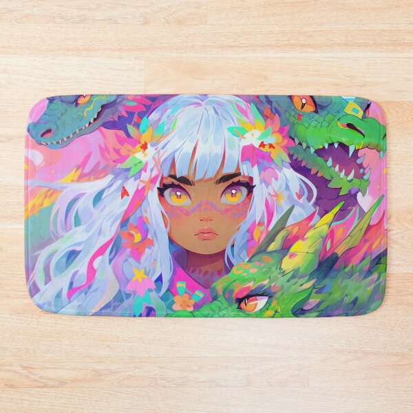 Item preview, Fierce Anime Girl with Elemental Dragons designed and sold by bubblegoth.
