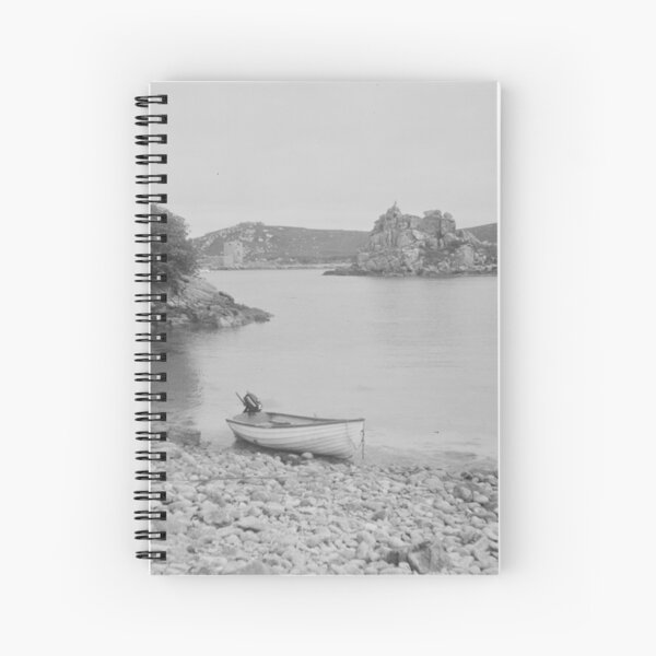 Boat at rest on Bryher beach Spiral Notebook