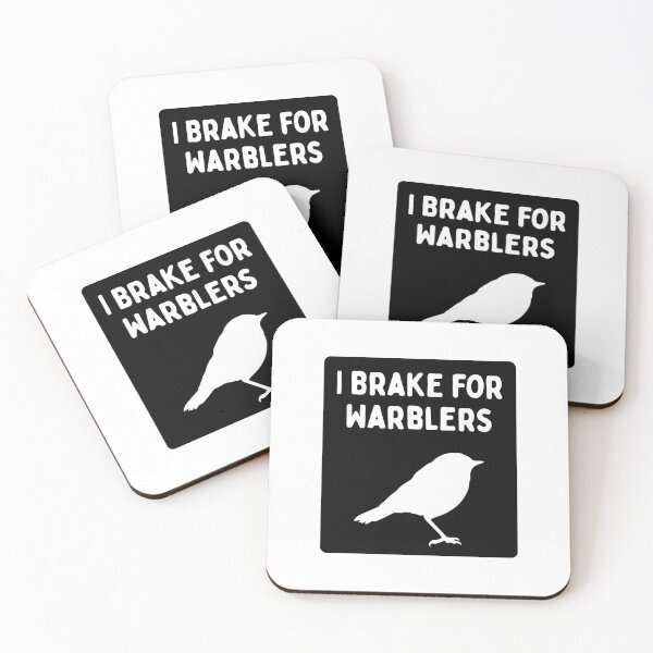 Item preview, Funny Bird Watching (I Brake For Warblers) / Gift for Bird Lovers, Gift for Birdwatchers & Ornithologis  - Black Knockout designed and sold by SabbaticalSteve.