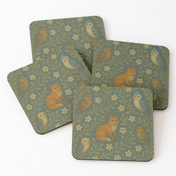 Item preview, Fox Owl Forest Floral Print 1 designed and sold by GuyBlank.
