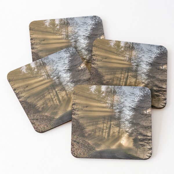 Item preview, Sunbeams in the fog – Magical play of light in the morning forest designed and sold by beatbieri.ch.