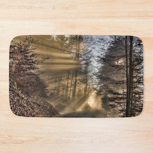 Item preview, Sunbeams in the fog – Magical play of light in the morning forest designed and sold by beatbieri.ch.