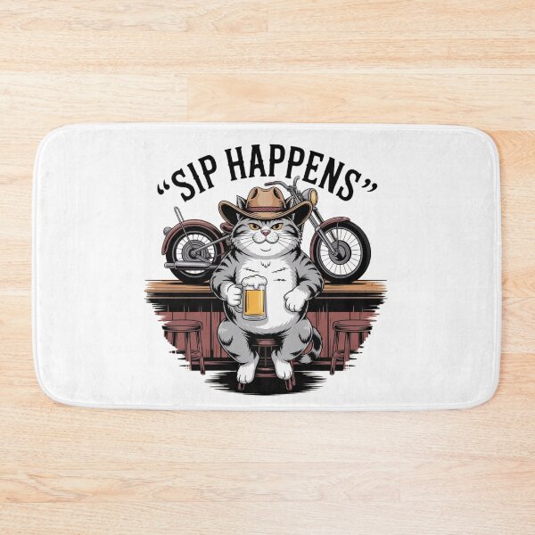Item preview, Retro Biker Club Cat Design-SIP HAPPENS  designed and sold by HYSTOREGYMWEAR.