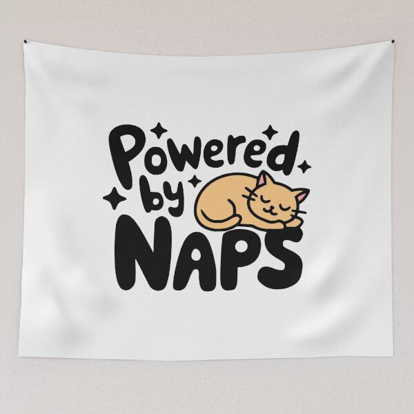 Item preview, Powered By Naps! Funny Sleeping Cat designed and sold by PMCreative.