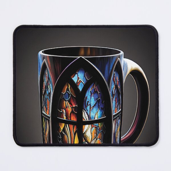 Item preview, Stained Glass Serenity Mug - Gothic Glow Design designed and sold by ShadowAndSlate.